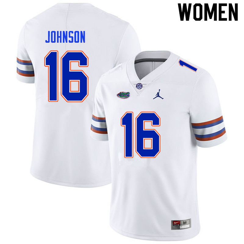 Women #16 Tre'Vez Johnson Florida Gators College Football Jerseys Sale-White